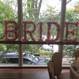 BRIDE flower letters for bridal shower